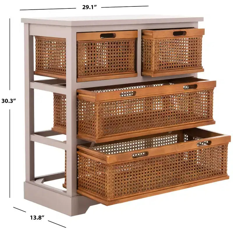 Meuble de rangement en rotin à quatre tiroirs