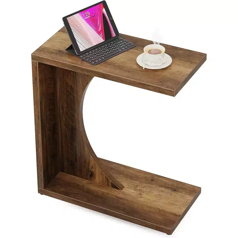 Lantine C-Shaped End Table Couch Table for Small Space