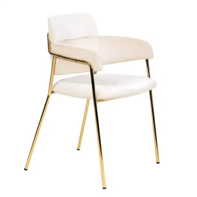 LeisureMod Axis Modern Upholstered Dining Chair - Ergonomic Padded Side Chair with Open-Back Design and Architectural Gold Steel Legs