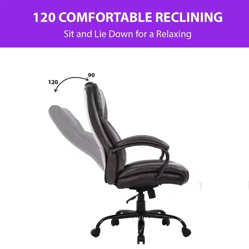 Fauteuil de Bureau de Massage avec Support Lombaire, Accoudoirs Réglables, Fonction Pivotante, Cuir PU, Capacité de Poids de 225 kg