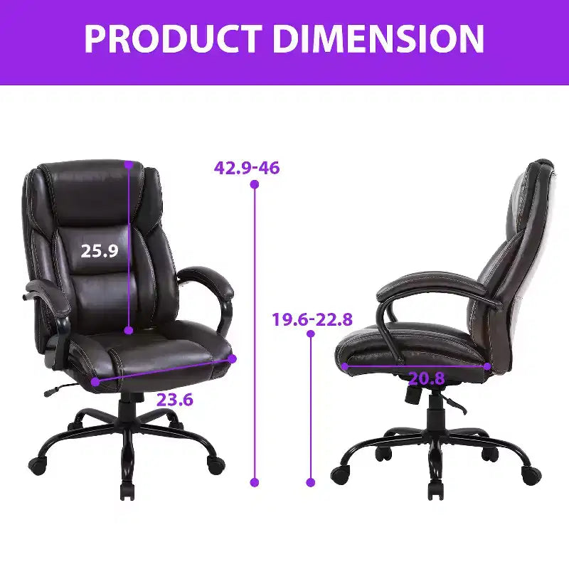 Fauteuil de Bureau de Massage avec Support Lombaire, Accoudoirs Réglables, Fonction Pivotante, Cuir PU, Capacité de Poids de 225 kg