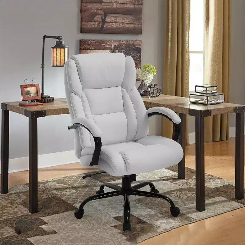 Fauteuil de Bureau de Massage avec Support Lombaire, Accoudoirs Réglables, Fonction Pivotante, Cuir PU, Capacité de Poids de 225 kg