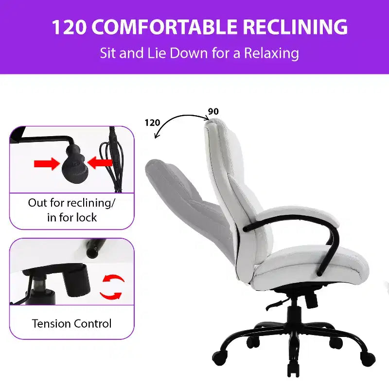 Fauteuil de Bureau de Massage avec Support Lombaire, Accoudoirs Réglables, Fonction Pivotante, Cuir PU, Capacité de Poids de 225 kg