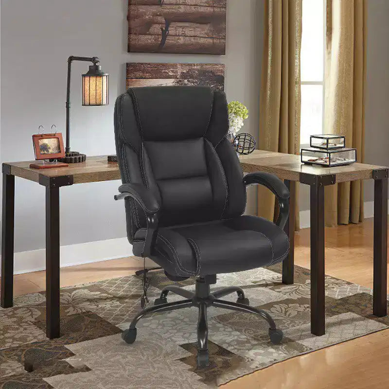 Fauteuil de Bureau de Massage avec Support Lombaire, Accoudoirs Réglables, Fonction Pivotante, Cuir PU, Capacité de Poids de 225 kg