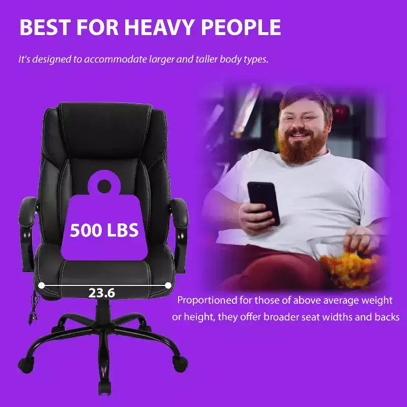 Fauteuil de Bureau de Massage avec Support Lombaire, Accoudoirs Réglables, Fonction Pivotante, Cuir PU, Capacité de Poids de 225 kg