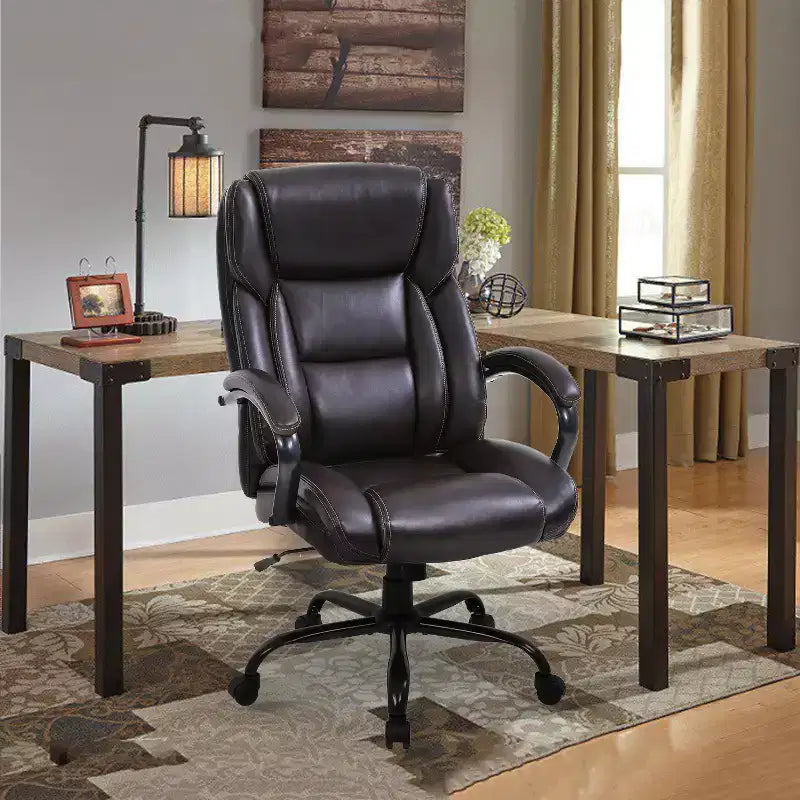 Fauteuil de Bureau de Massage avec Support Lombaire, Accoudoirs Réglables, Fonction Pivotante, Cuir PU, Capacité de Poids de 225 kg