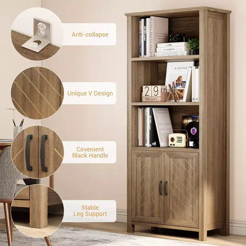 Bibliothèques et étagères de ferme avec portes Étagère de rangement à 5 niveaux Étagère en bois Bibliothèques