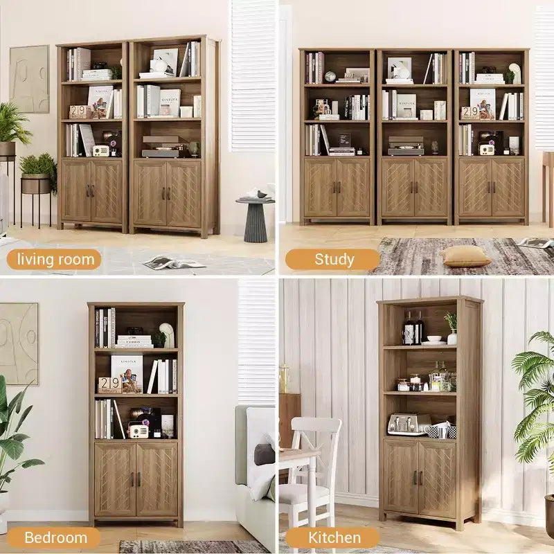 Bibliothèques et étagères de ferme avec portes Étagère de rangement à 5 niveaux Étagère en bois Bibliothèques