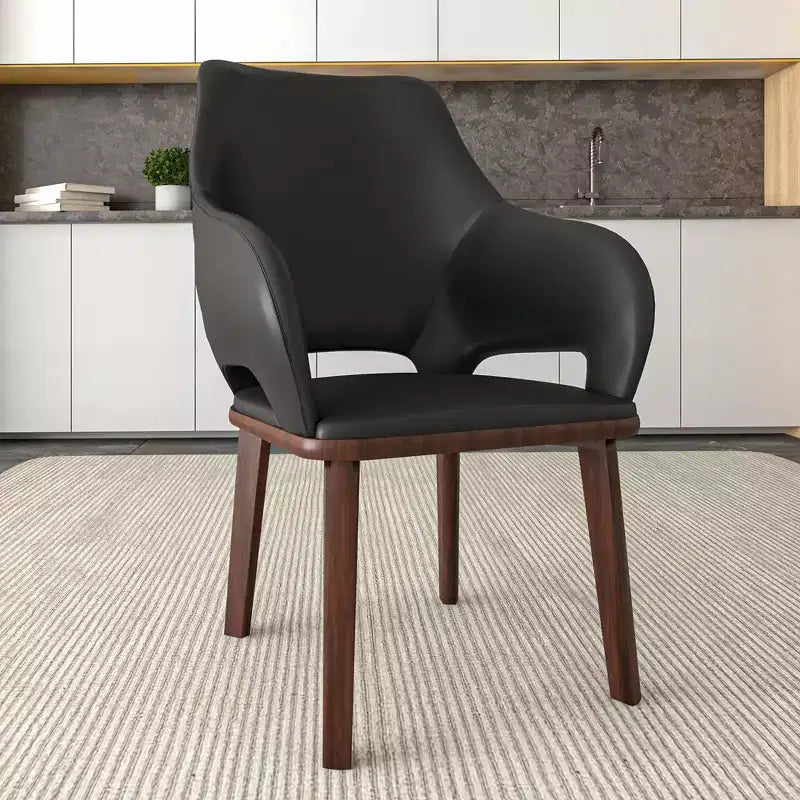 Chaise de salle à manger en cuir véritable de style moderne