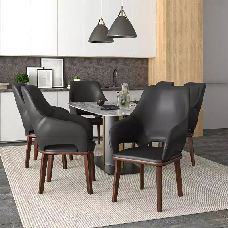 Chaise de salle à manger en cuir véritable de style moderne