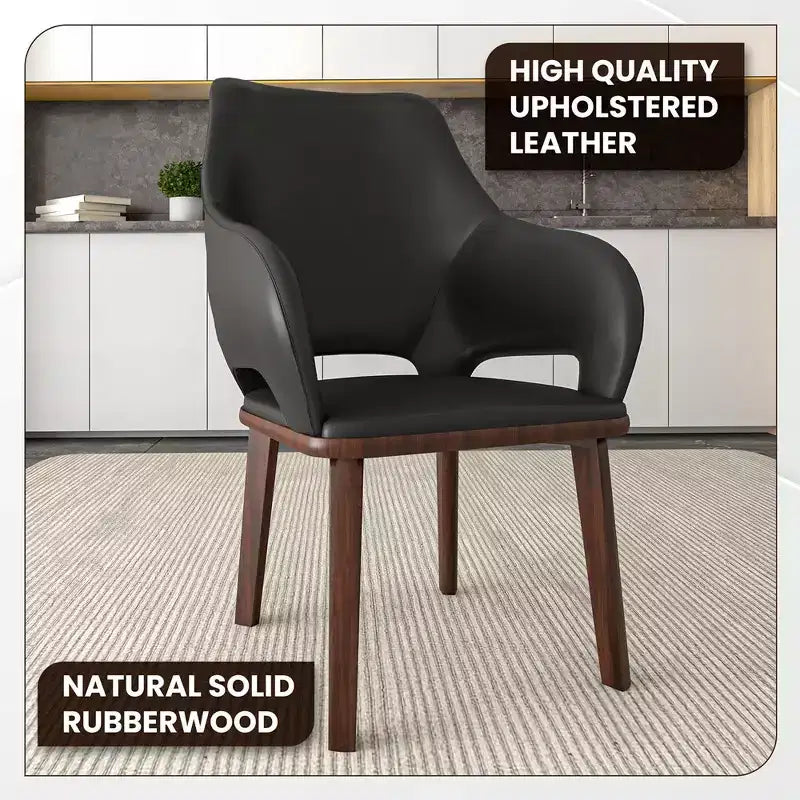 Chaise de salle à manger en cuir véritable de style moderne