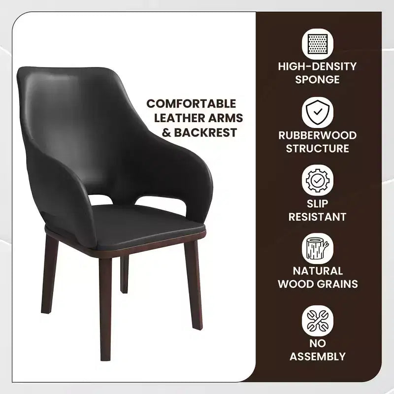 Chaise de salle à manger en cuir véritable de style moderne