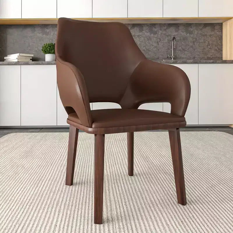 Chaise de salle à manger en cuir véritable de style moderne