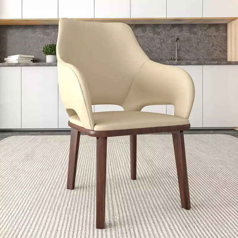 Chaise de salle à manger en cuir véritable de style moderne