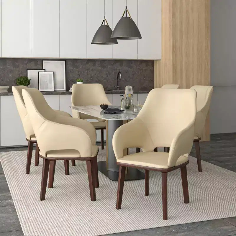 Chaise de salle à manger en cuir véritable de style moderne