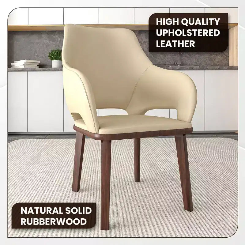 Chaise de salle à manger en cuir véritable de style moderne