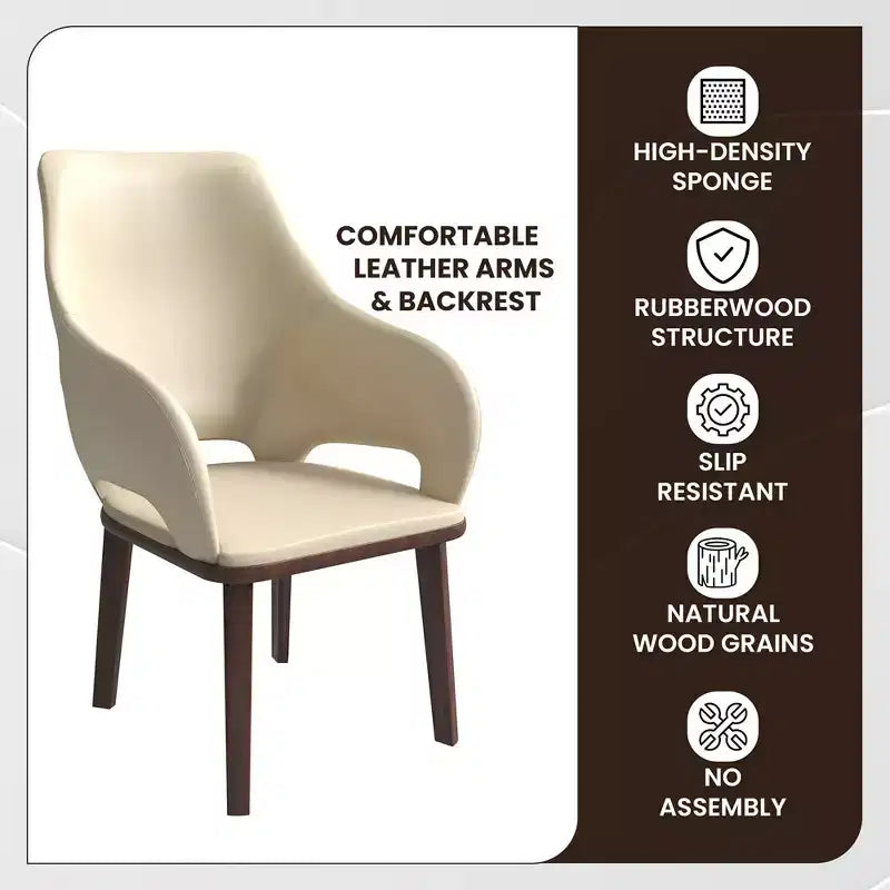 Chaise de salle à manger en cuir véritable de style moderne