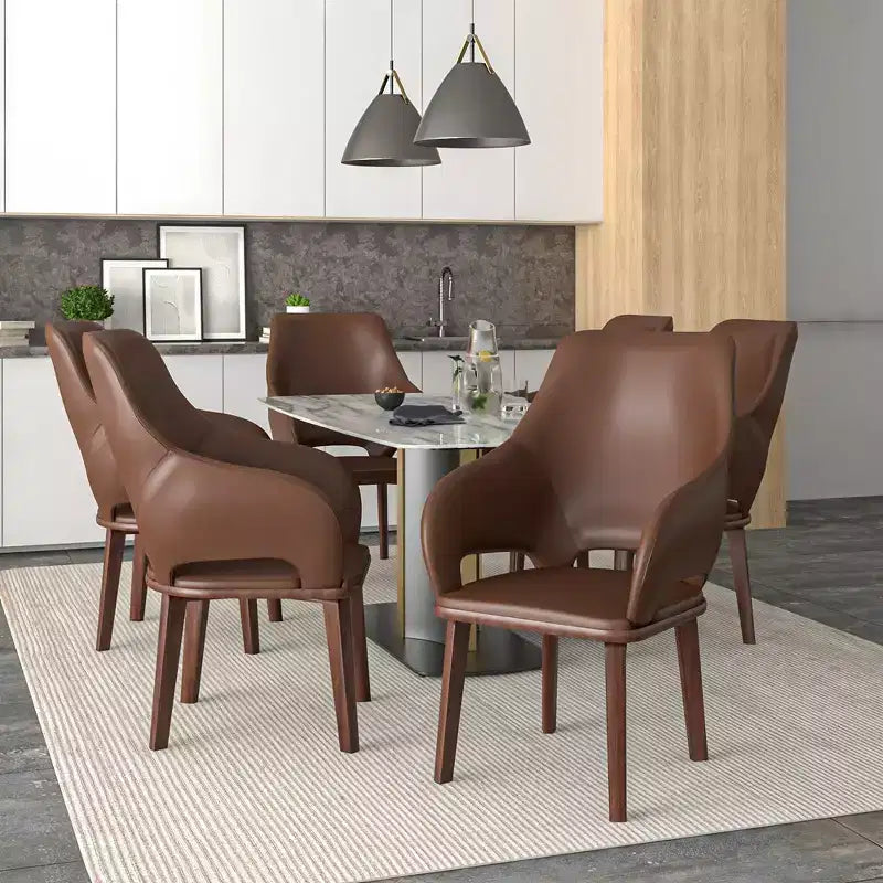 Chaise de salle à manger en cuir véritable de style moderne