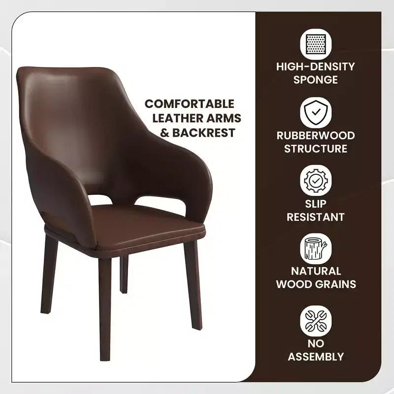 Chaise de salle à manger en cuir véritable de style moderne