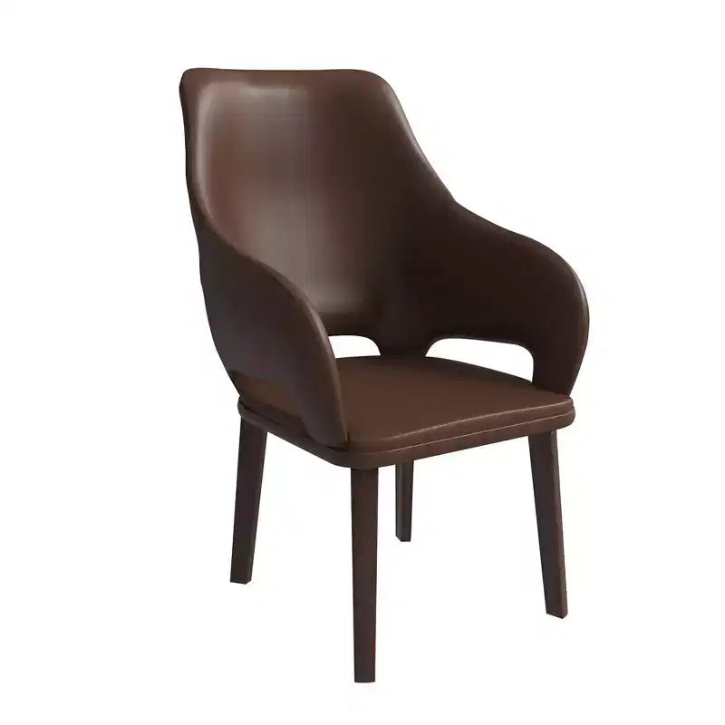 Vivara Collection Leather Dining Chair with Rubberwood Base and Padded Seat and Back Modern Accent Chair for Dining Rooms