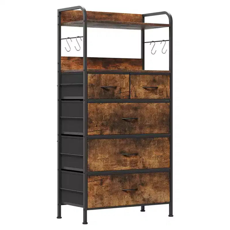 Commode de chambre à 5 tiroirs, petites commodes et armoires à tiroirs, unité de rangement verticale en tissu