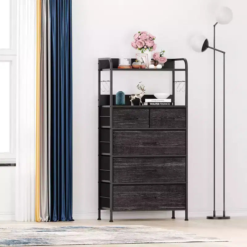 Commode de chambre à 5 tiroirs, petites commodes et armoires à tiroirs, unité de rangement verticale en tissu