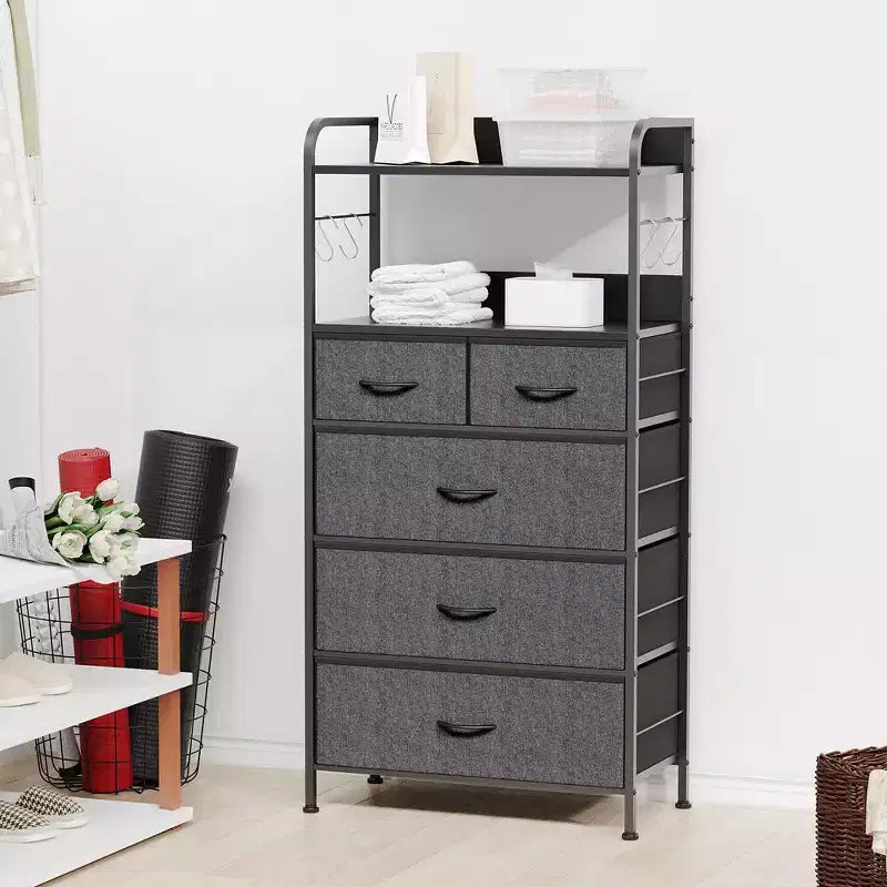 Commode de chambre à 5 tiroirs, petites commodes et armoires à tiroirs, unité de rangement verticale en tissu