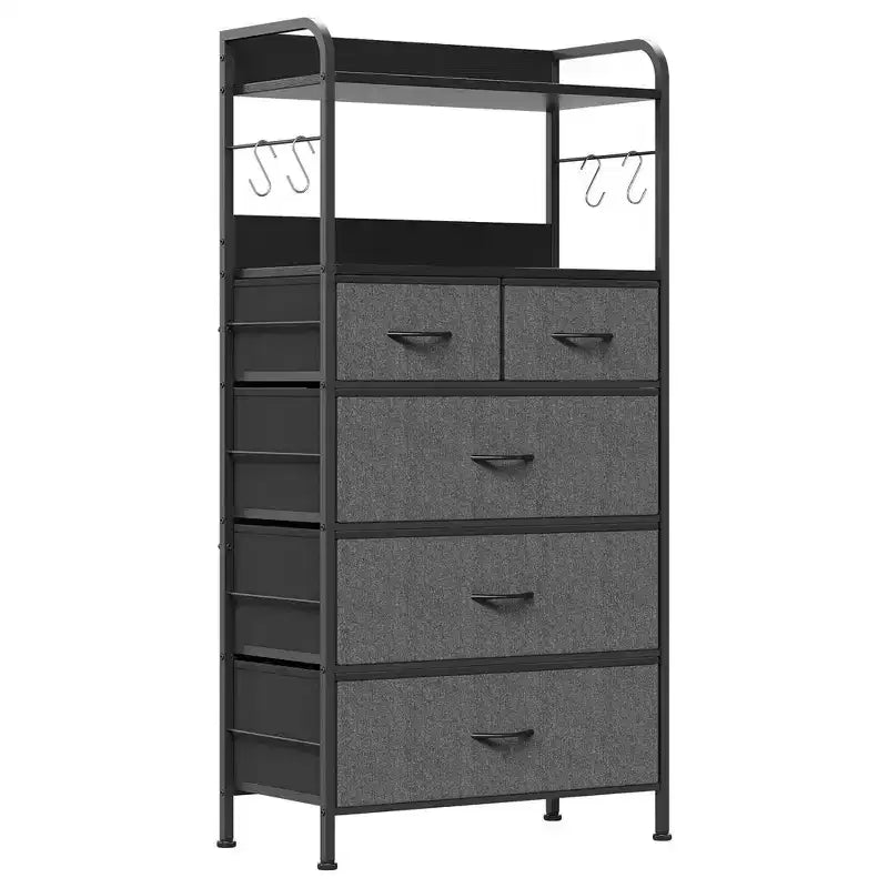 Commode de chambre à 5 tiroirs, petites commodes et armoires à tiroirs, unité de rangement verticale en tissu