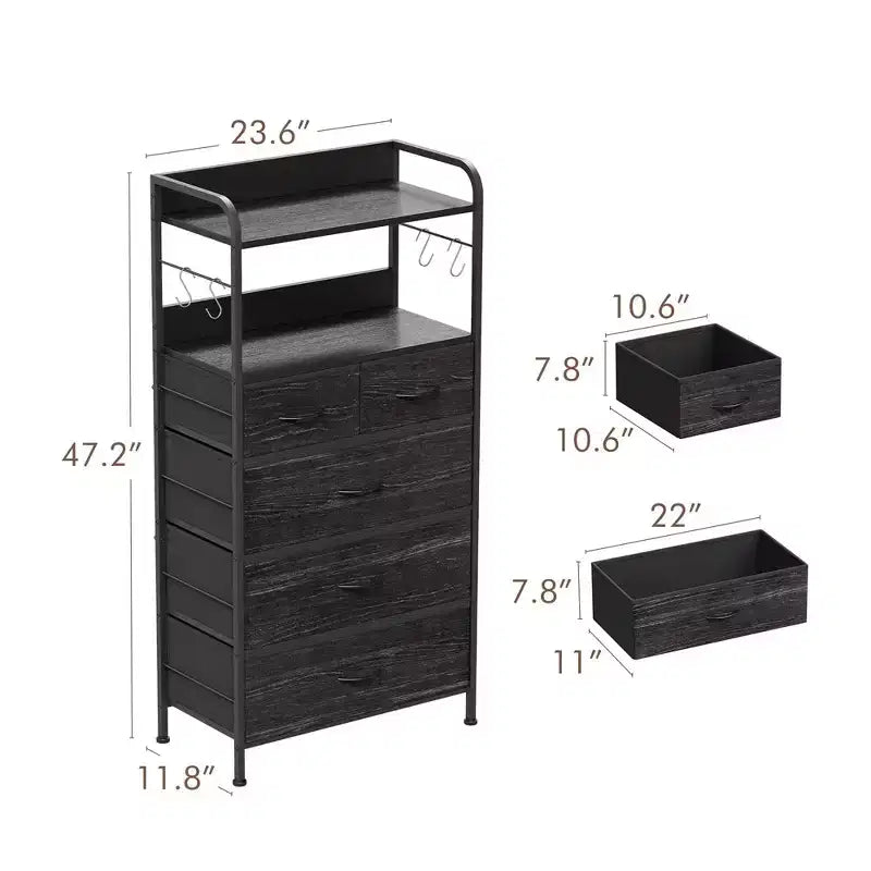 Commode de chambre à 5 tiroirs, petites commodes et armoires à tiroirs, unité de rangement verticale en tissu