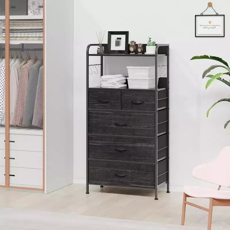 Commode de chambre à 5 tiroirs, petites commodes et armoires à tiroirs, unité de rangement verticale en tissu
