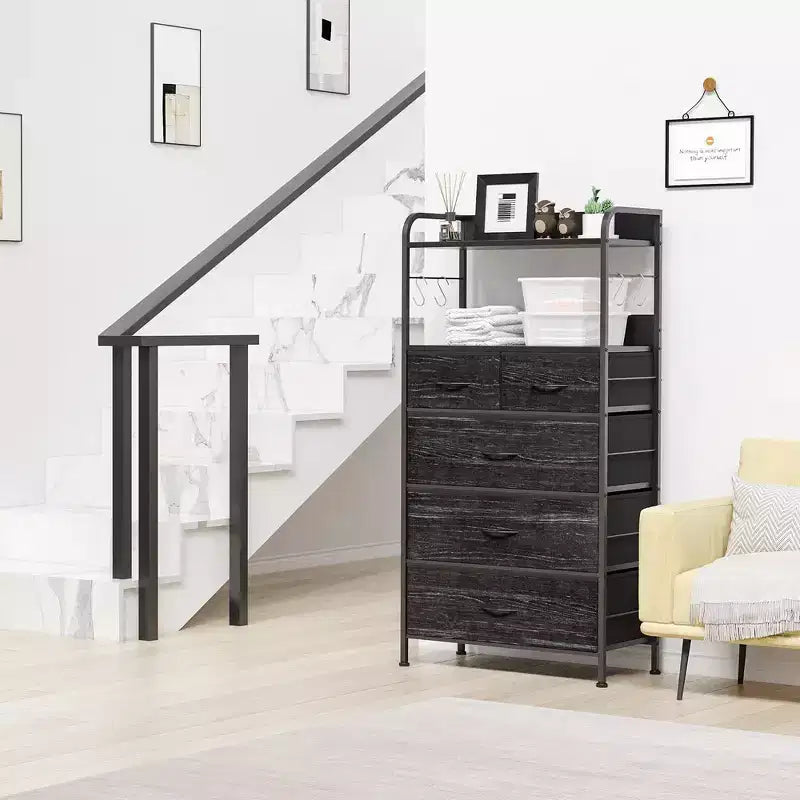 Commode de chambre à 5 tiroirs, petites commodes et armoires à tiroirs, unité de rangement verticale en tissu