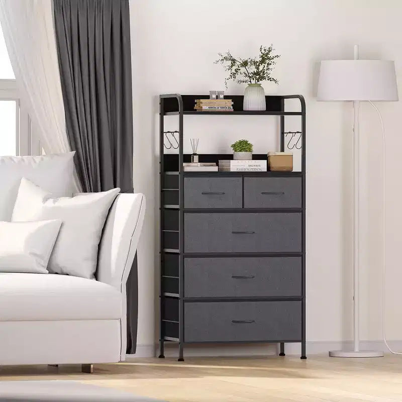 Commode de chambre à 5 tiroirs, petites commodes et armoires à tiroirs, unité de rangement verticale en tissu