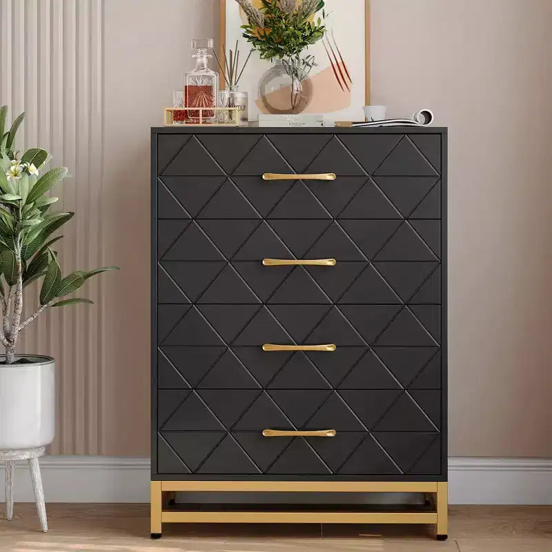Dresser for Bedroom with 4 Drawer Dresser Chest of Drawer with Metal Handle Sturdy Frame Modern Bedroom Furniture