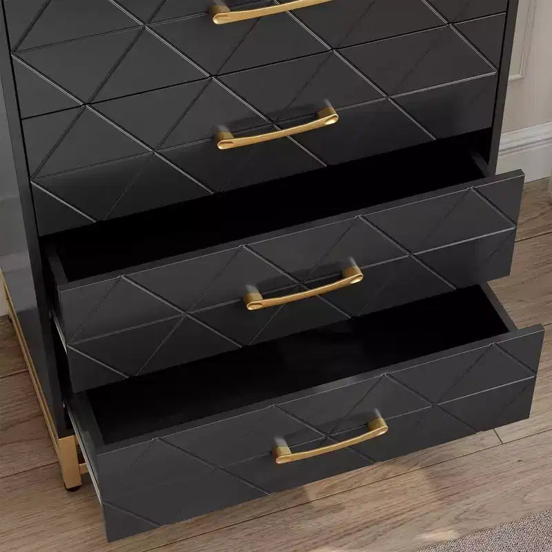 Commode de chambre à coucher avec 4 tiroirs, poignées en métal, structure robuste, meubles de chambre modernes