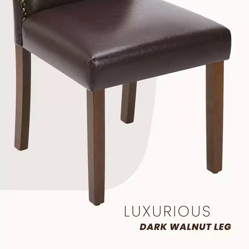 Chaise de salle à manger capitonnée en similicuir marron