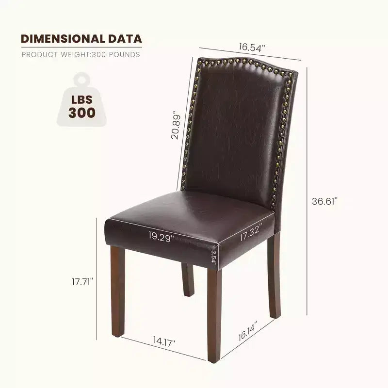 Chaise de salle à manger capitonnée en similicuir marron