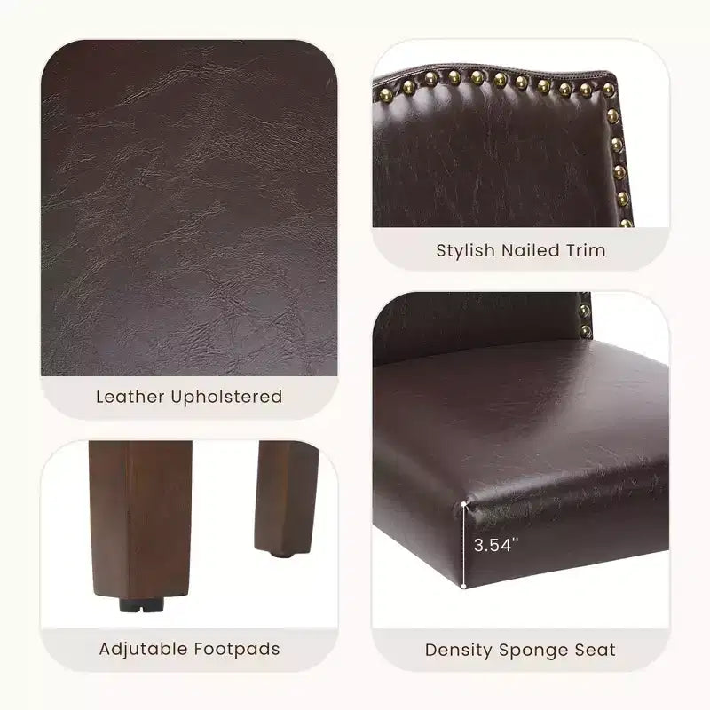 Chaise de salle à manger capitonnée en similicuir marron