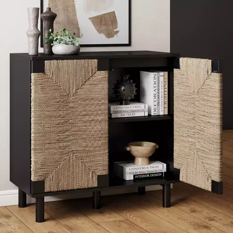 Lot de 2 consoles Beacon en jonc de mer avec portes
