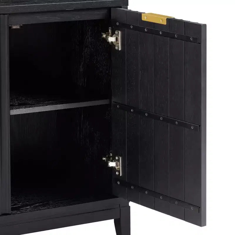 Console en bois cannelé avec portes