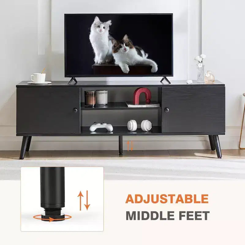 Meuble TV de 60 po avec consoles multimédia, armoires et étagères réglables