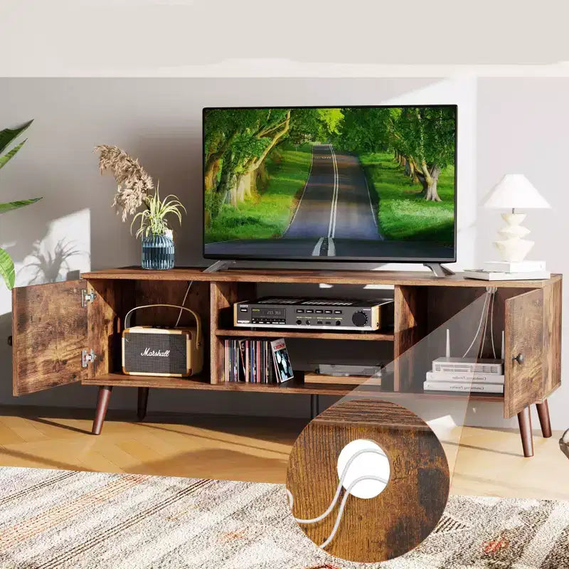 Meuble TV de 60 po avec consoles multimédia, armoires et étagères réglables