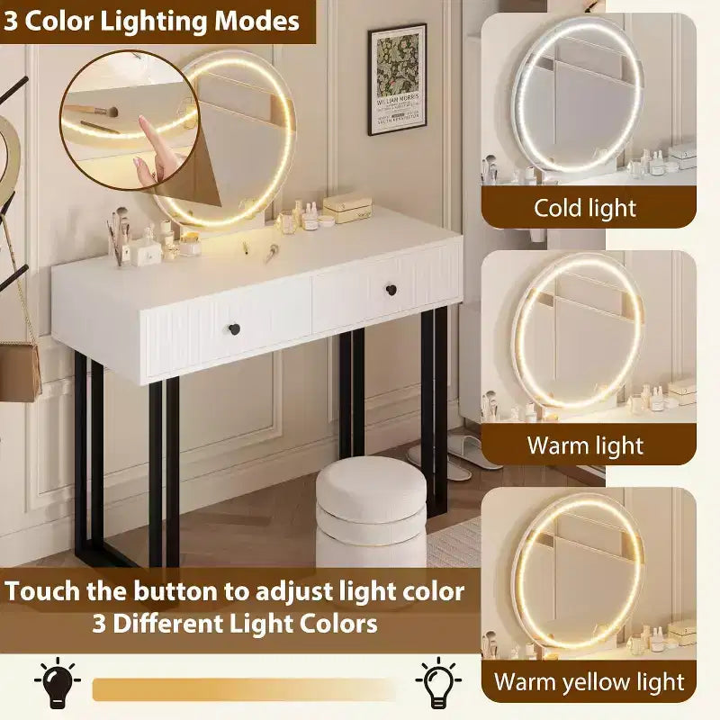Coiffeuse avec miroir et lumières