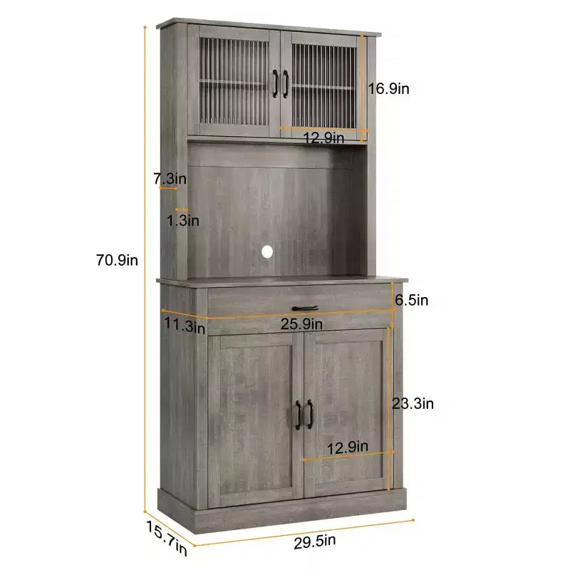 Meuble de cuisine de 71 po de haut avec support pour micro-ondes