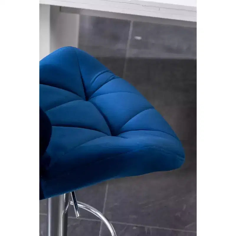 Tabourets de bar pivotants réglables en hauteur, capitonnés en velours et diamant, bleus, lot de 2