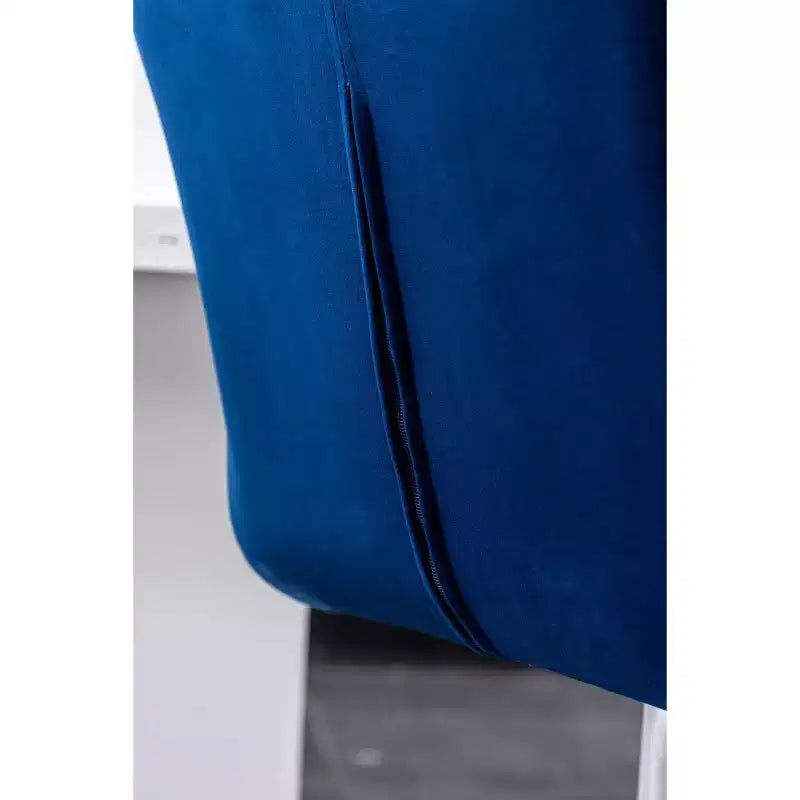 Tabourets de bar pivotants réglables en hauteur, capitonnés en velours et diamant, bleus, lot de 2