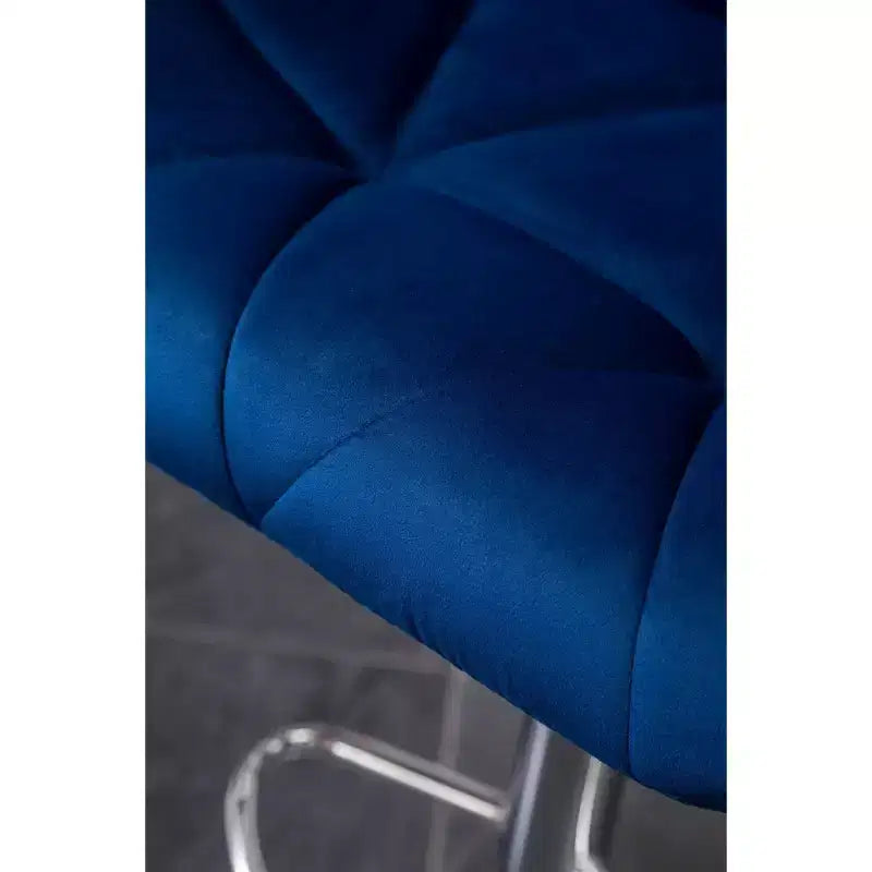 Tabourets de bar pivotants réglables en hauteur, capitonnés en velours et diamant, bleus, lot de 2