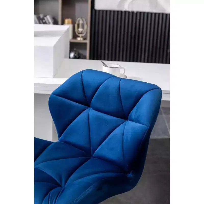 Tabourets de bar pivotants réglables en hauteur, capitonnés en velours et diamant, bleus, lot de 2