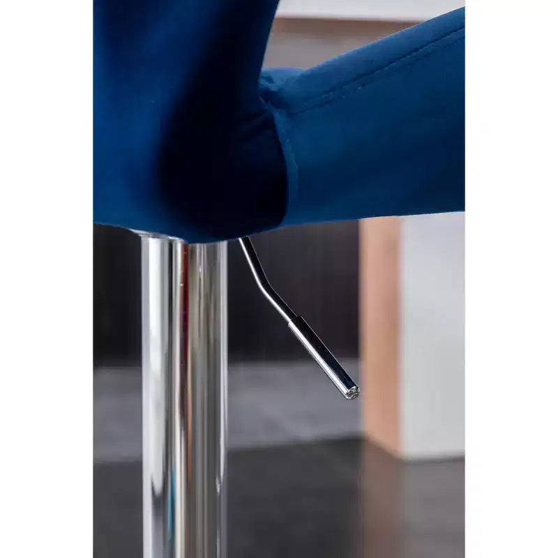 Tabourets de bar pivotants réglables en hauteur, capitonnés en velours et diamant, bleus, lot de 2