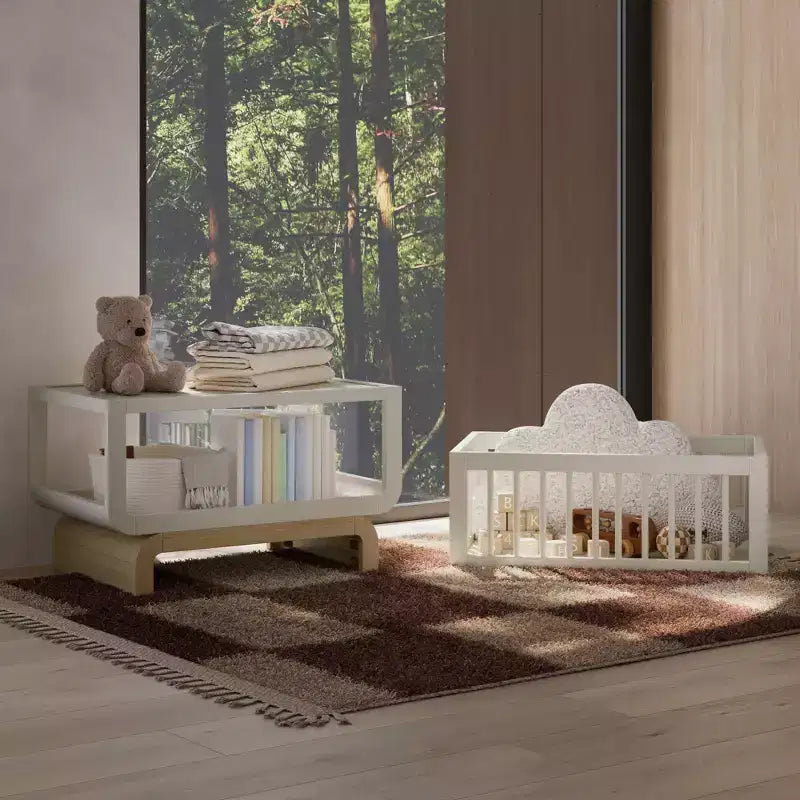Berceau et coffre à jouets convertibles