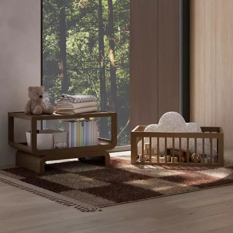 Berceau et coffre à jouets convertibles